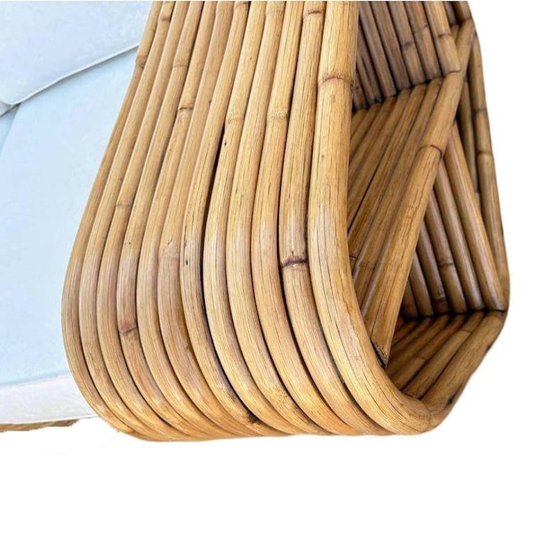 Restored Boutique-made "Big Pappa" 12 Strand Square Pretzel Rattan Sectional Sof - 8