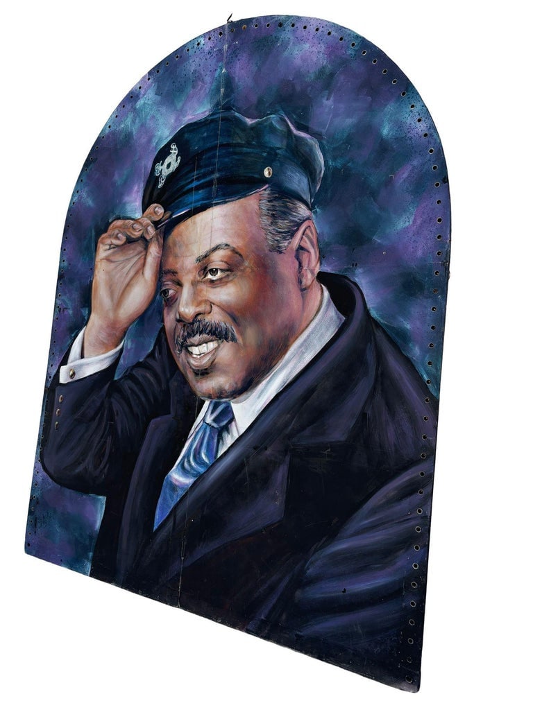 12' Foot Tall Oil on Canvas Portrait of Count Basie Light Up Folding Screen - 2