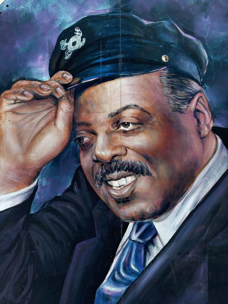 12' Foot Tall Oil on Canvas Portrait of Count Basie Light Up Folding Screen - 4