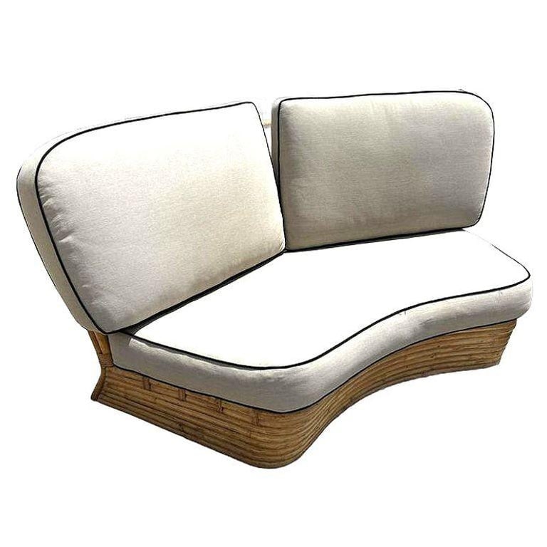 Restored 4 Person Curved Stacked Rattan Sectional Sofa - 5
