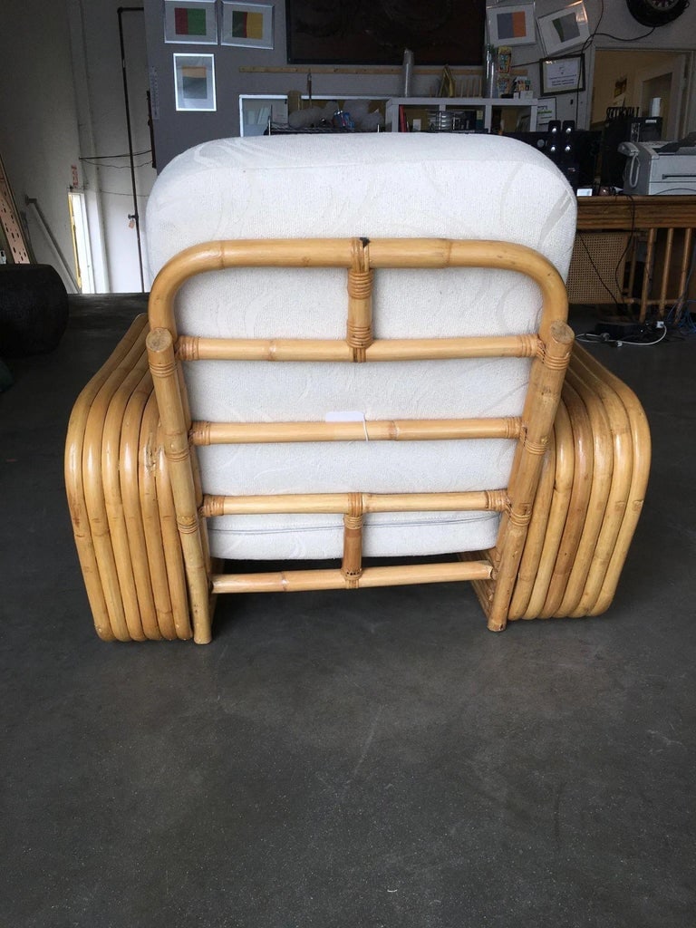 Restored Six-Strand Square Pretzel Rattan Sofa and Lounge Chair Set - 9