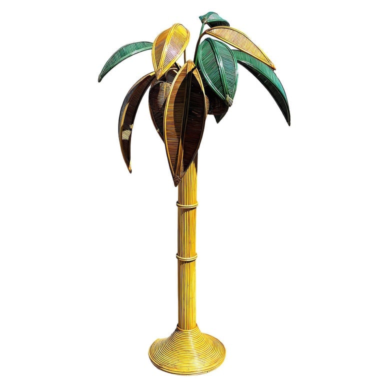 RARE Mid-century Sculptural Rattan Palm Tree floor Lamp, Mario Torres Lopez (1 of 8)