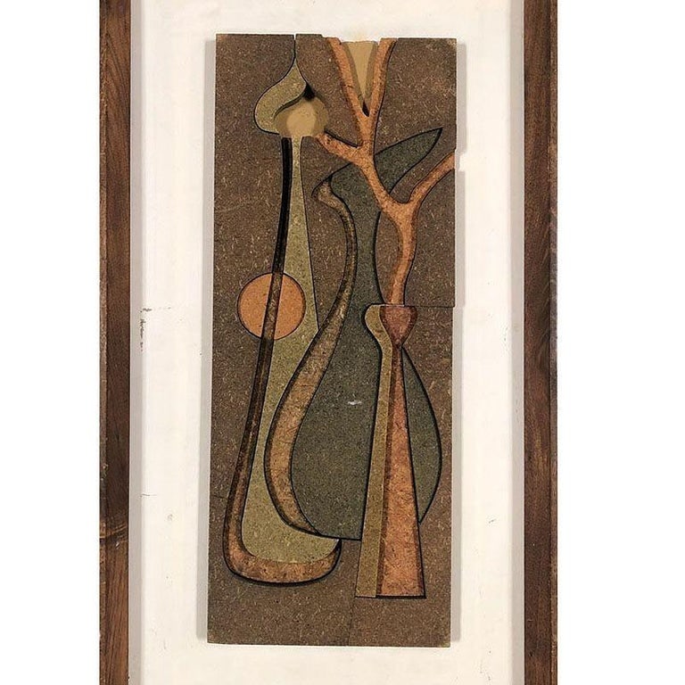 1950 Abstract Still Life 3D Fiberboard Art Wall Sculpture, Pair - 3