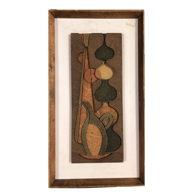 1950 Abstract Still Life 3D Fiberboard Art Wall Sculpture, Pair - 4