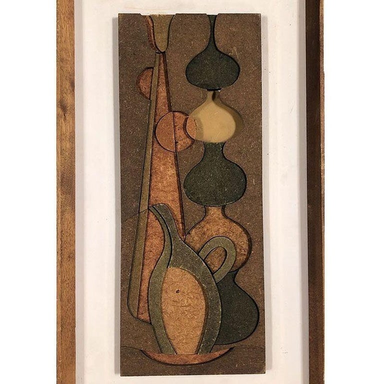 1950 Abstract Still Life 3D Fiberboard Art Wall Sculpture, Pair - 5
