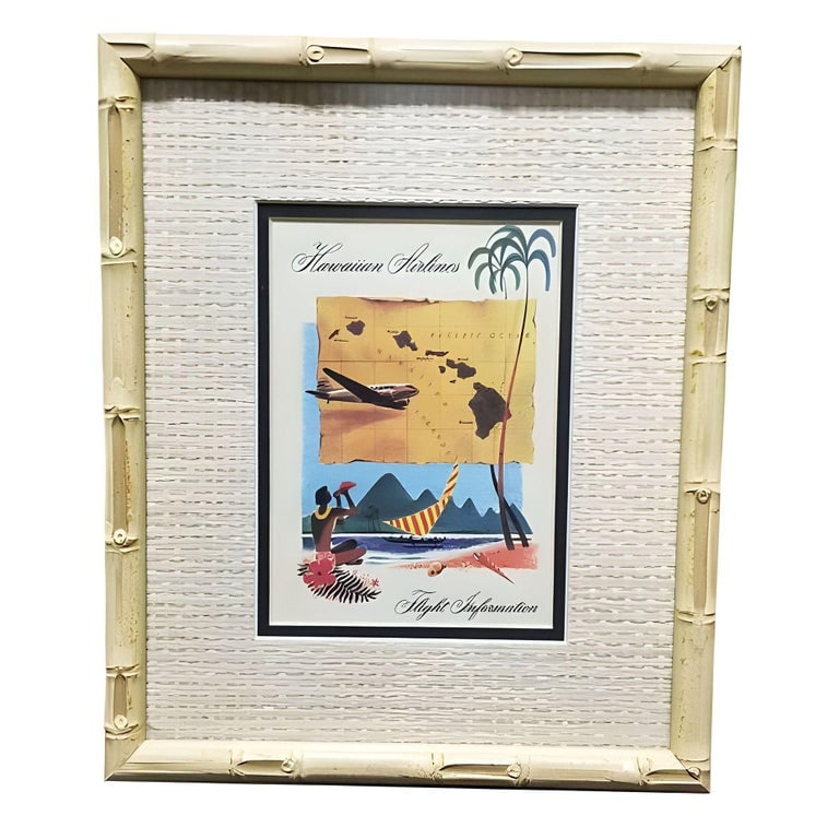 20th Century Hawaiian Travel Posters in Bamboo Frame, Set of 3 - 6