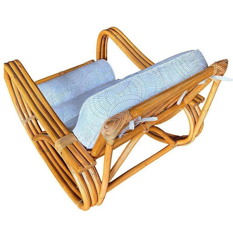 Restored 3-Strand Reverese Pretzel Rattan Rocking Chair - 4