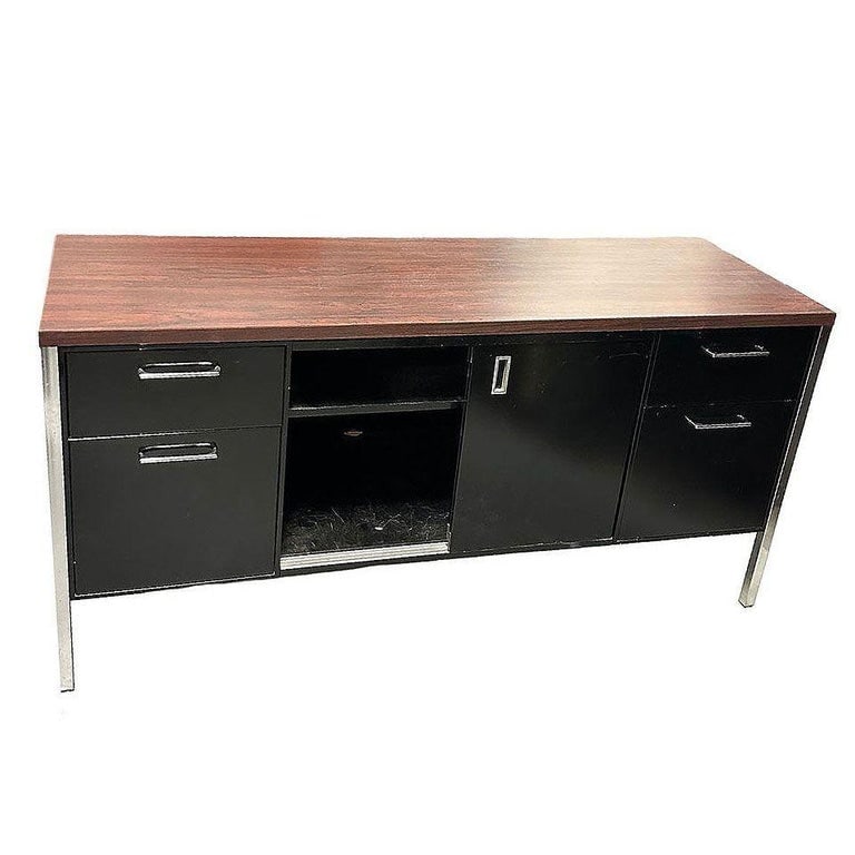 Modern Black & Chrome Metal Tanker Credenza by Steelcase - 3