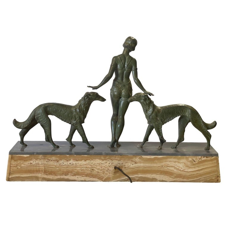 Art Deco Light-up Flapper Bronze Patina Sculpture by Enrique Molins-Balleste - 4