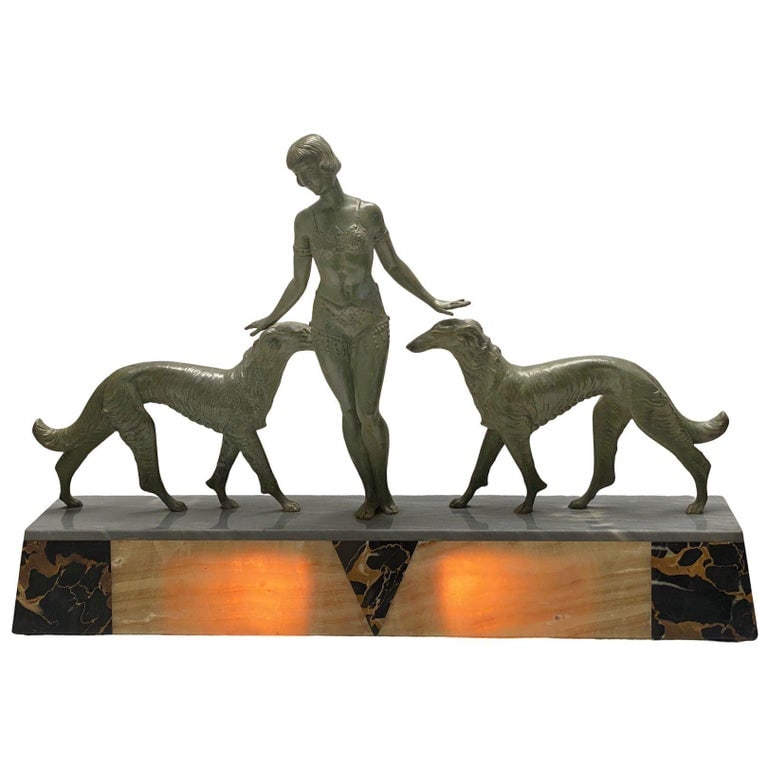 Art Deco Light-up Flapper Bronze Patina Sculpture by Enrique Molins-Balleste - 5
