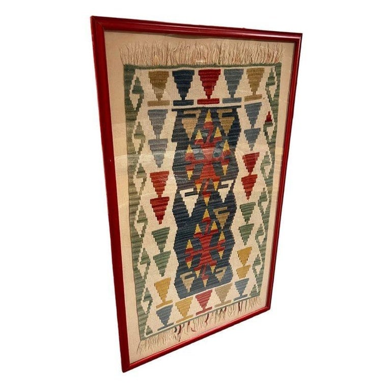 Antique Turkish Anatolian Kilim Rug Framed - 2
