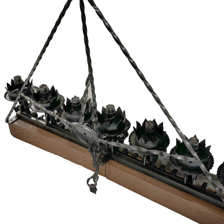 Spanish Revival Wrought Iron 7-Light Wood Beam Grand Wall Sconce, 2 Available - 3