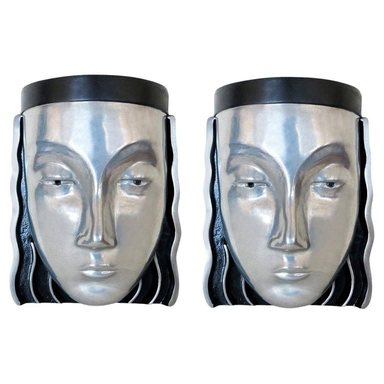 Art Deco Style Female Face Mask Wall Sconce (1 of 10)