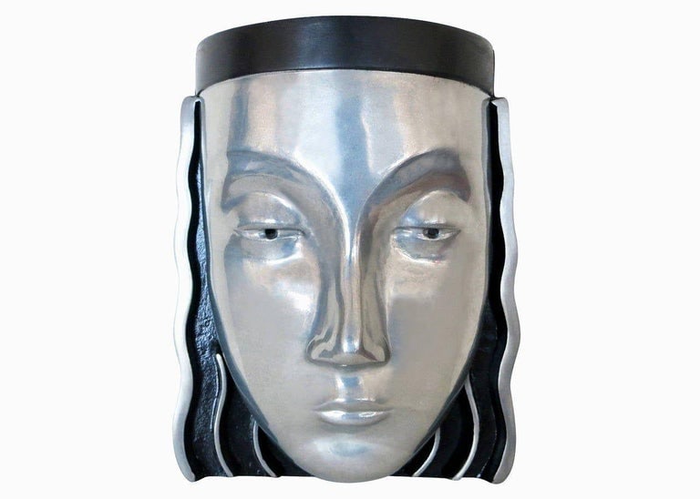 Art Deco Style Female Face Mask Wall Sconce - 2
