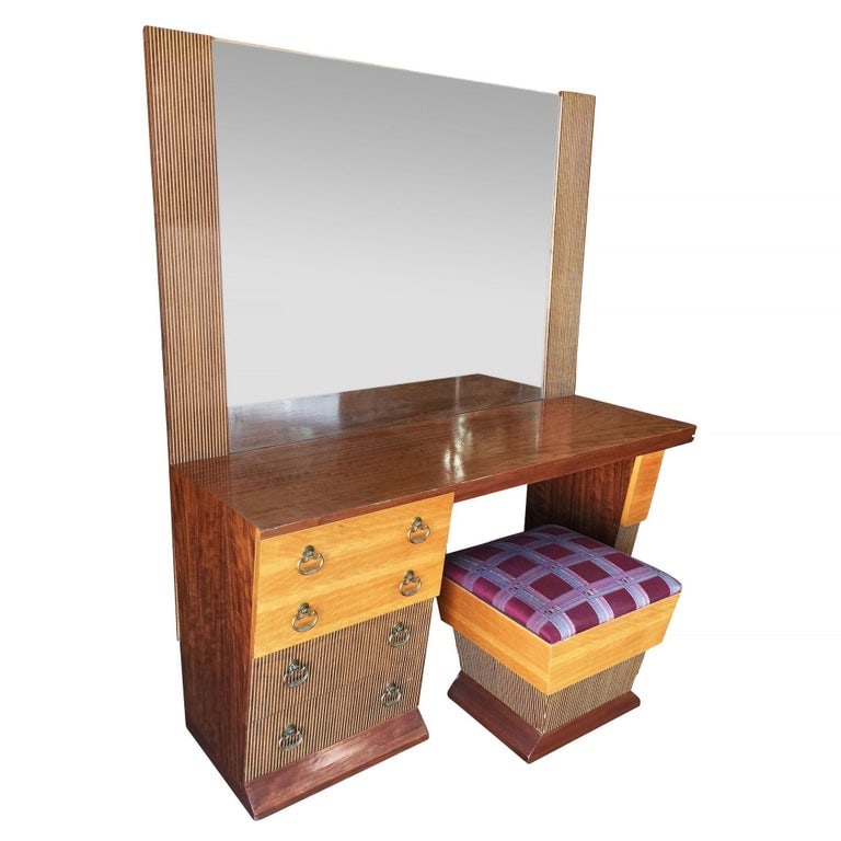 Asymmetrical Midcentury Bedroom Set, Vanity - 2