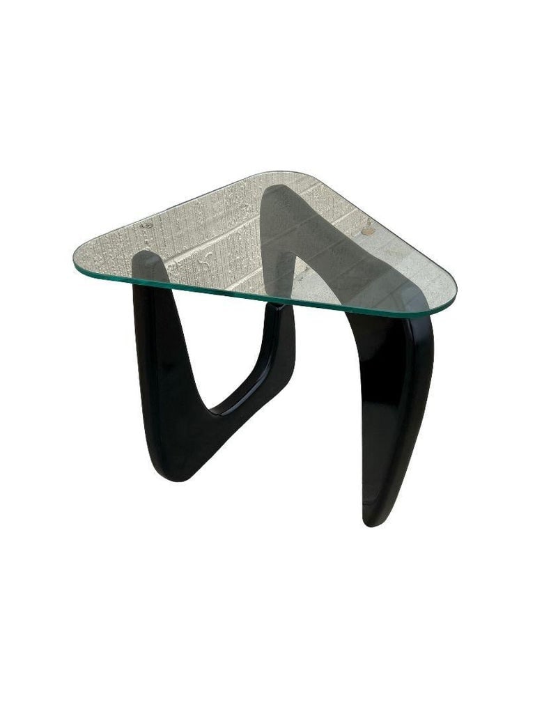Noguchi Style Triangle Glass Top Narrow Side Table - 2