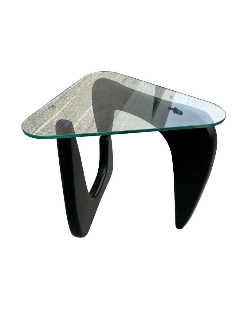 Noguchi Style Triangle Glass Top Narrow Side Table - 3