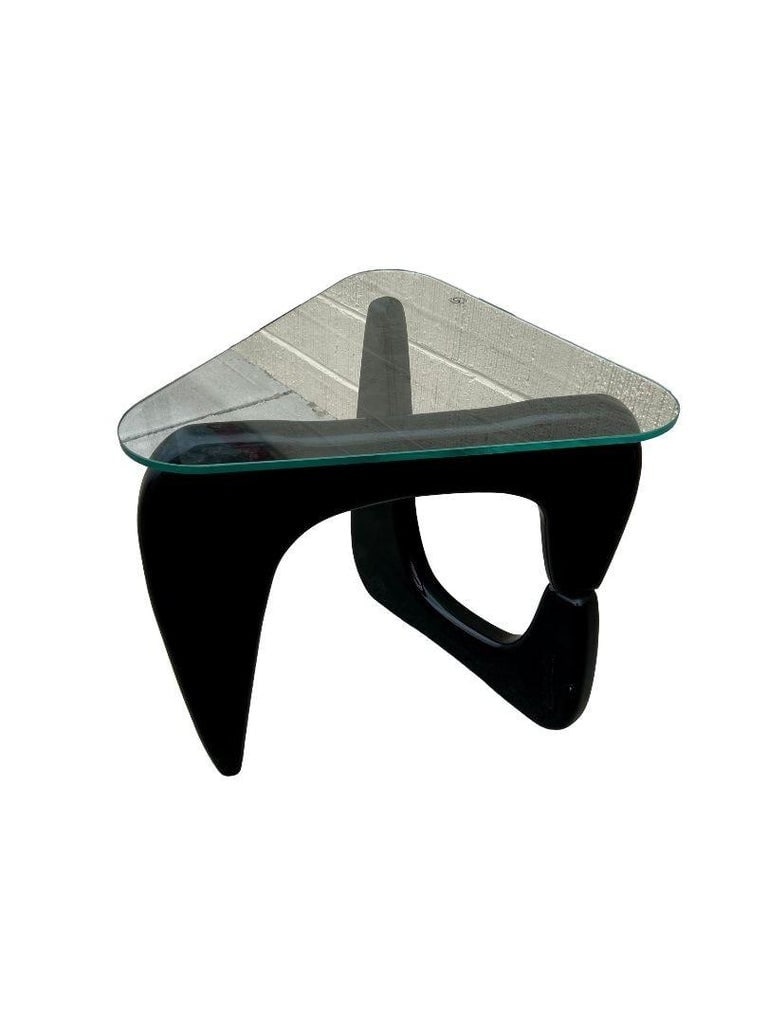 Noguchi Style Triangle Glass Top Narrow Side Table - 4