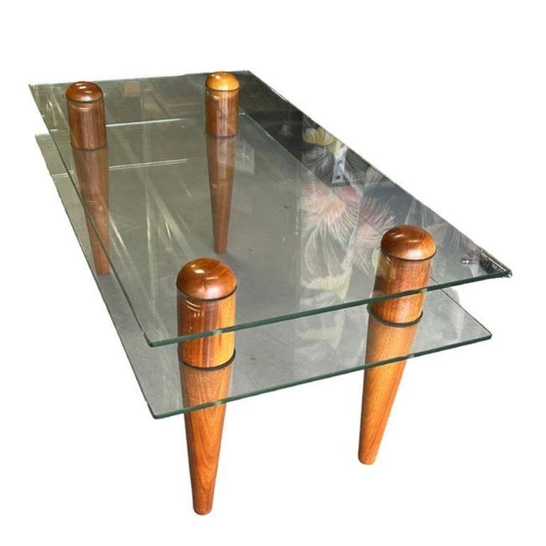 Gilbert Rohde Floating Glass Walnut Coffee Table - 5