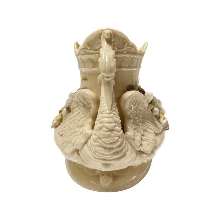 Italian Floral Swan Centerpiece Bowl Cachepot - 3