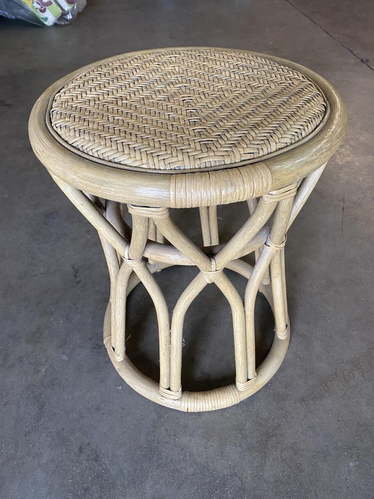 Restored "X" Rattan Vanity Stool with Wicker Seat - 2