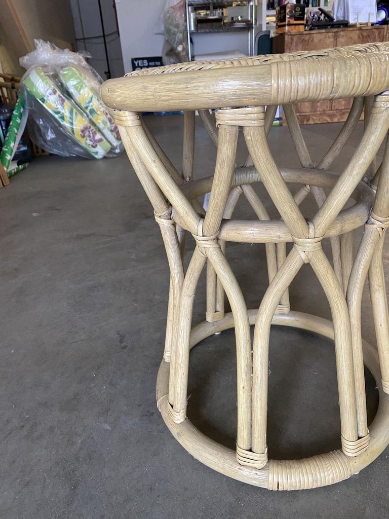 Restored "X" Rattan Vanity Stool with Wicker Seat - 4