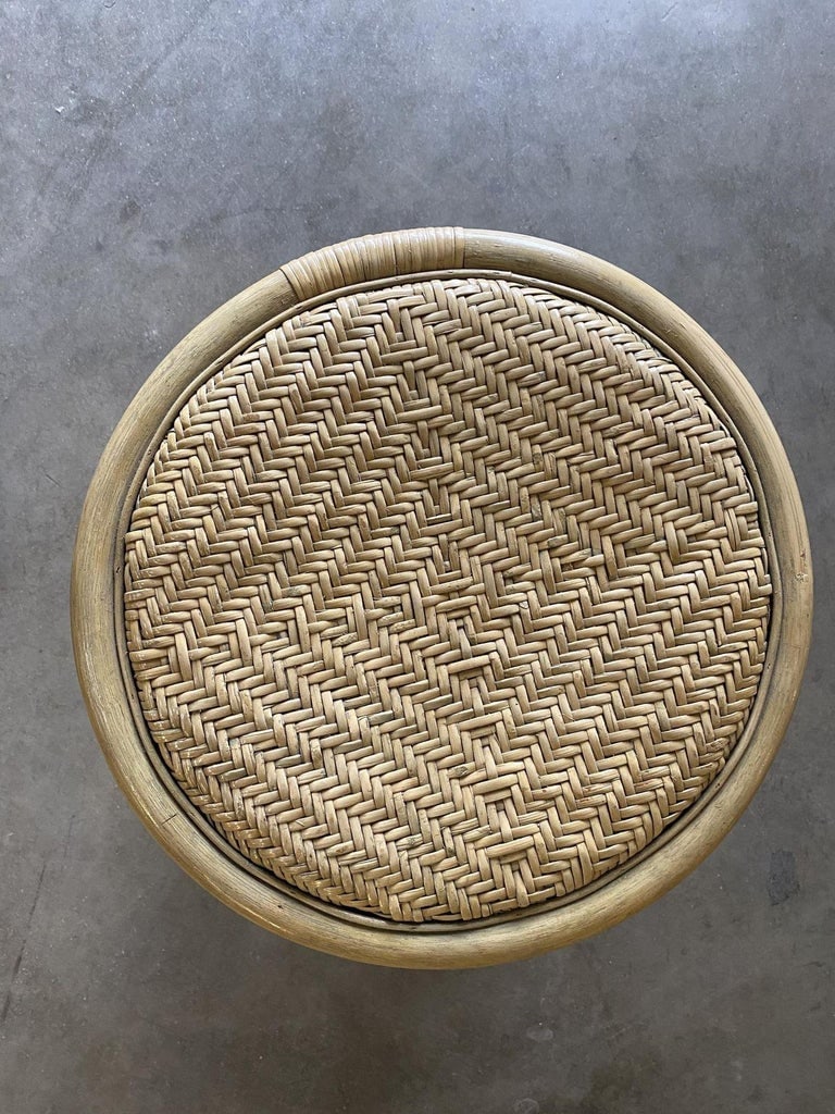 Restored "X" Rattan Vanity Stool with Wicker Seat - 6