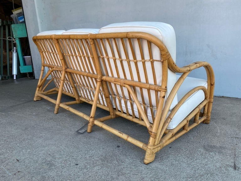 Rare Restored "1940s Transition" Rattan Sofa and Lounge Chair Living Room Set - 12