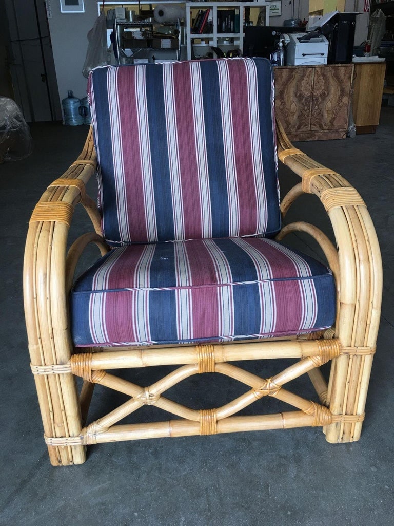 Restored Three-Strand "1940s Transition" Rattan Lounge - 3