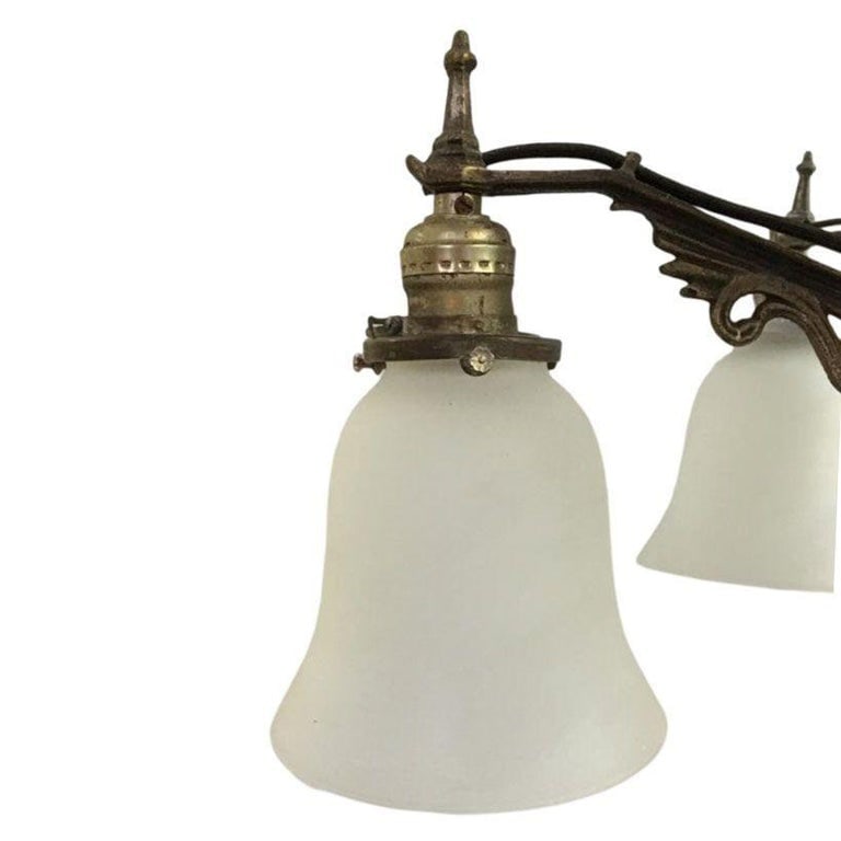 Art Deco Slat Glass Hanging Light Chandelier With Geometric Details - 9