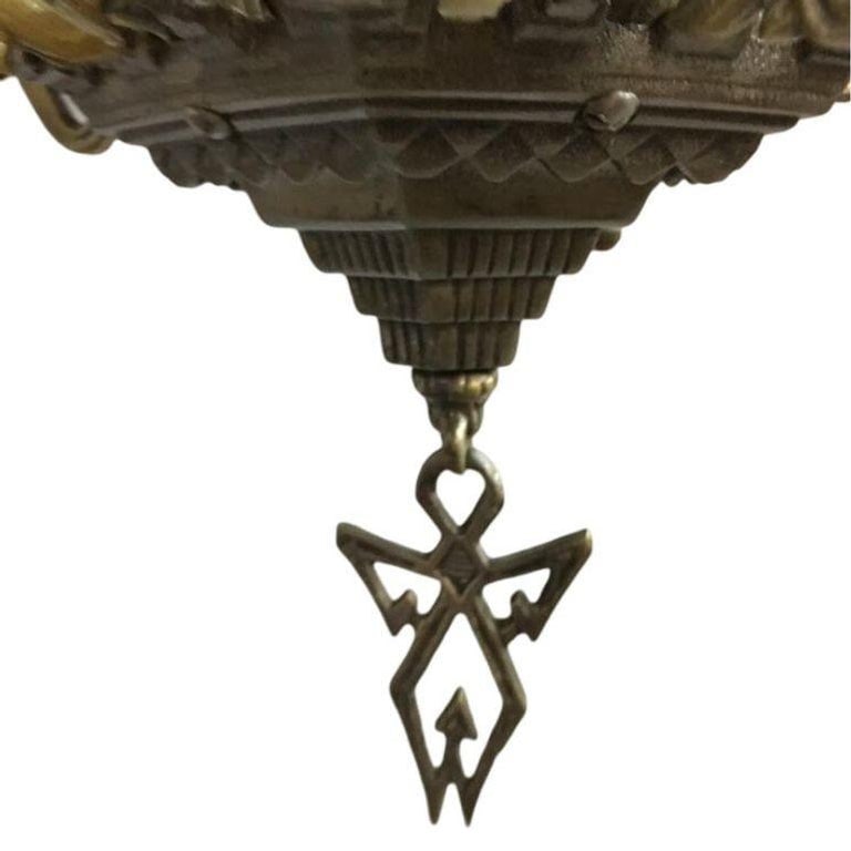 Art Deco Slat Glass Chandelier With Geometric Details - 11