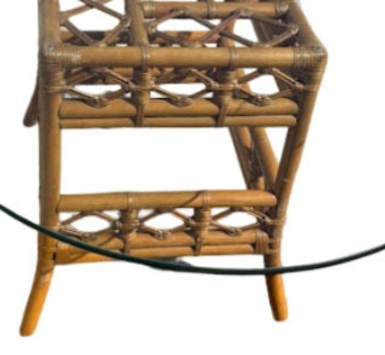 Restored Mid-century Rattan Dining Table & Chairs w/ Leopard Print Cushions - 9