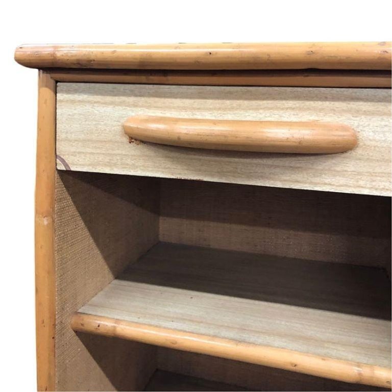 Restored Mid Century Rattan Dresser/Vanity Bedroom Set - 5