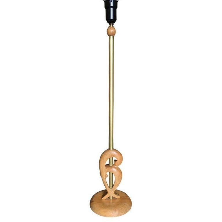 Mid Century Carved Oak Sculptural Floor Lamp by Yasha Heifetz - 2