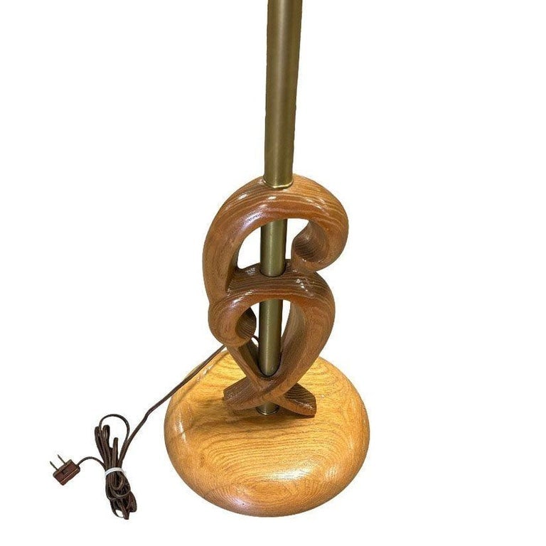 Mid Century Carved Oak Sculptural Floor Lamp by Yasha Heifetz - 3