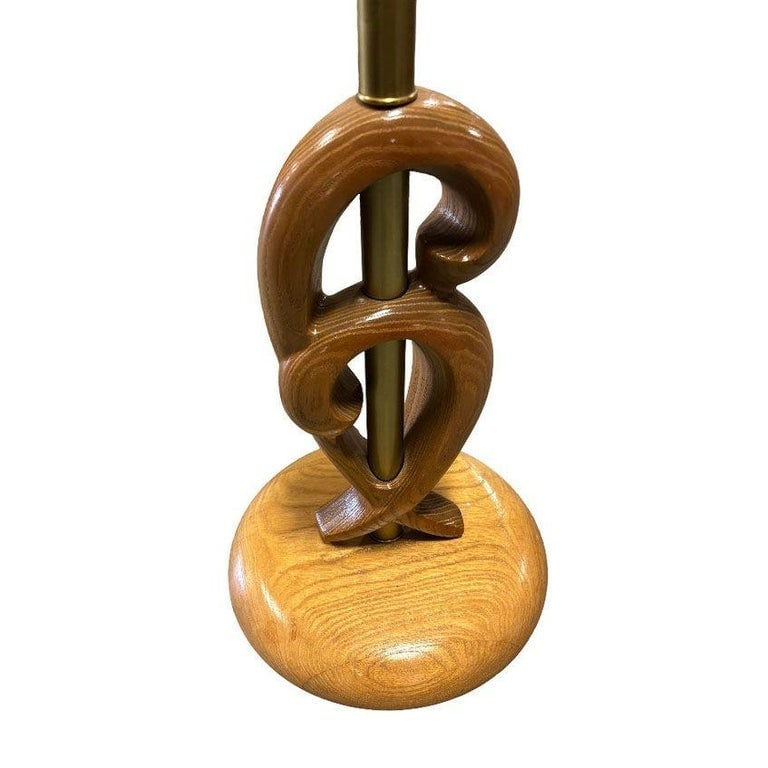 Mid Century Carved Oak Sculptural Floor Lamp by Yasha Heifetz - 4