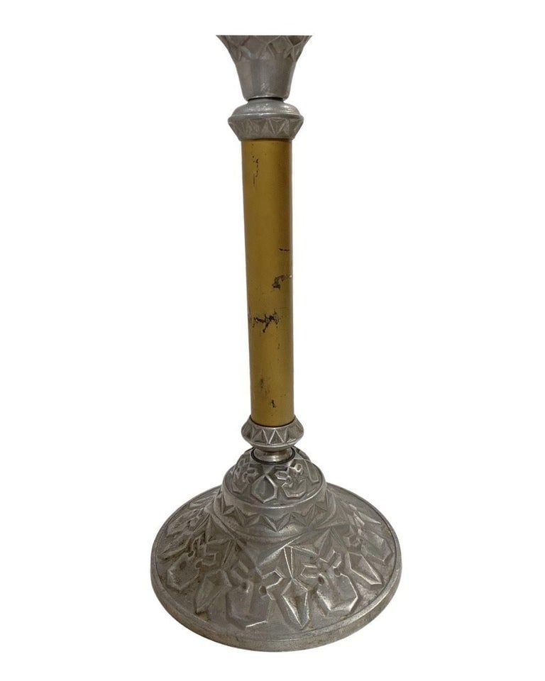 Arts and Crafts Two Tone Aluminum and Brass Art Deco Floor Standing Candelabra - 4
