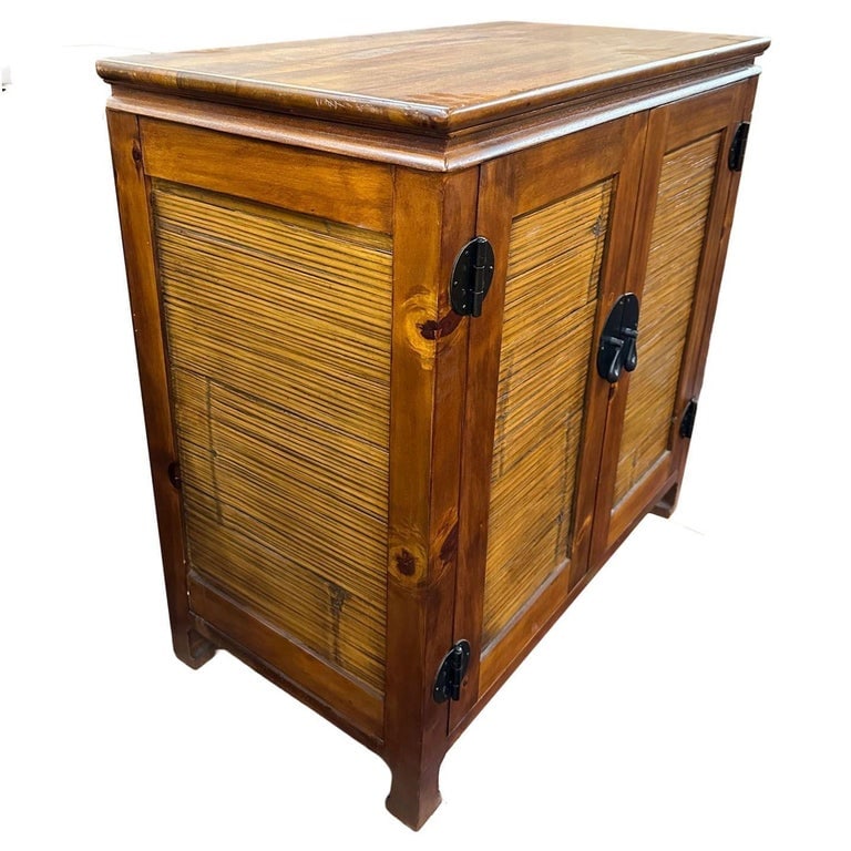 Oriental James Mont Style Koa & Stick Rattan Stereo Cabinet - 5