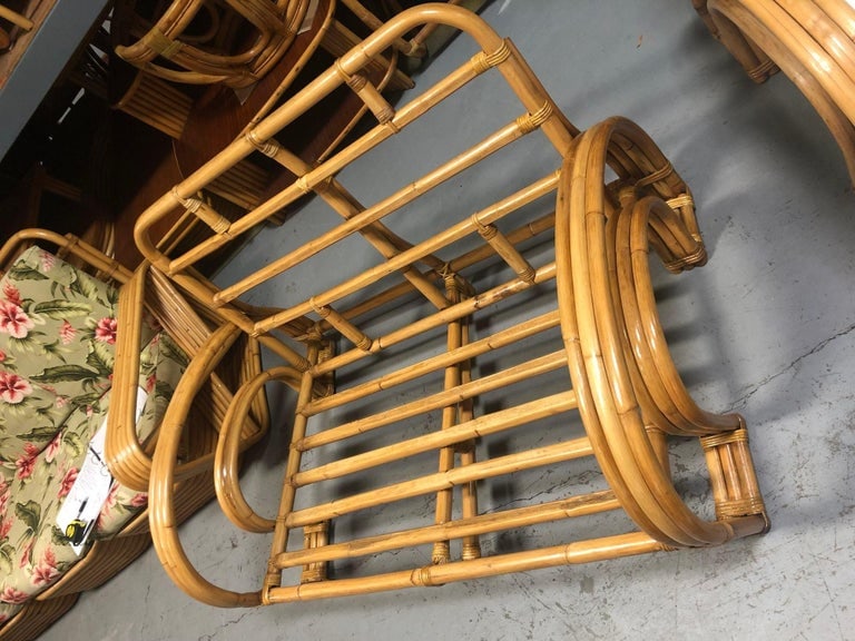 Restored Mid-century Rattan Double Horseshoe Settee Sofa, Pair - 17