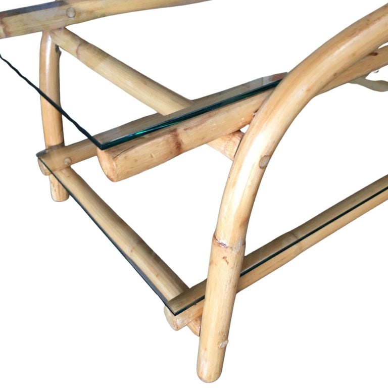 Restored Rattan End Table with Glass - 4