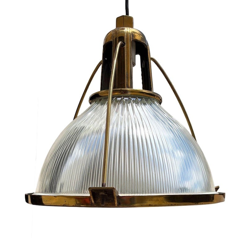 Rare Brass Plated Holophane Industrial Hanging Pendant Light - 4