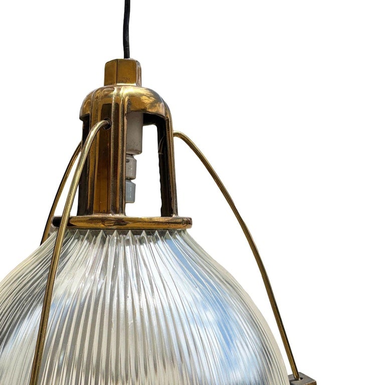 Rare Brass Plated Holophane Industrial Hanging Pendant Light - 5