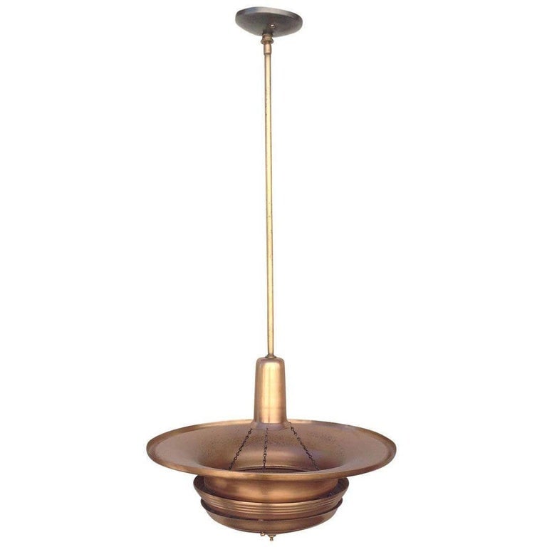 Streamline Machine Age Copper Tiered Disk Saucer Ceiling Hanging Pendant - 4