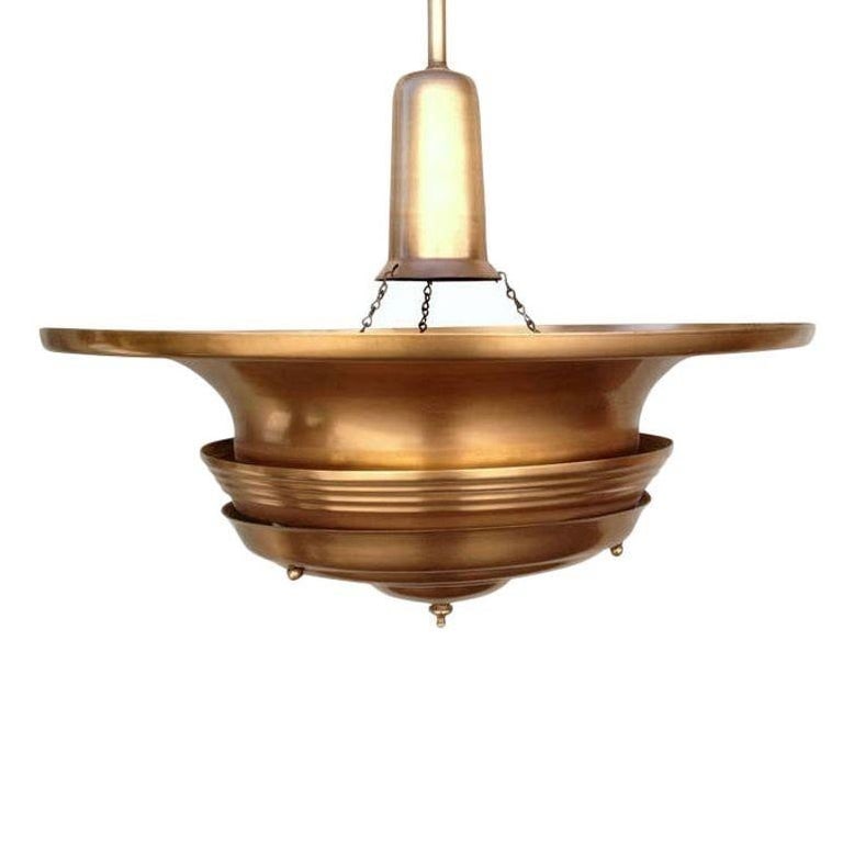 Streamline Machine Age Copper Tiered Disk Saucer Ceiling Hanging Pendant - 5