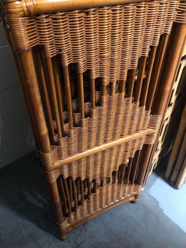 Folding Screen, Rattan and Woven Wicker 3 Panel - 4