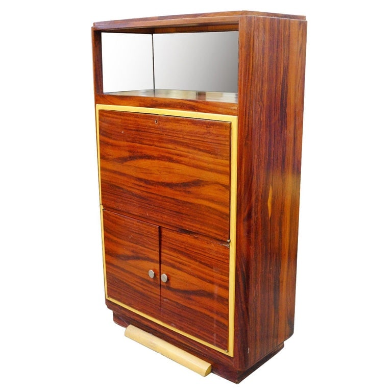Art Deco Macassar Ebony Vitrine Cabinet with Bar and Secretary Desk - 4