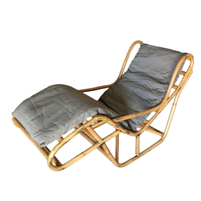 Restored Single-Strand Two-Position Rattan Chaise Lounge - 3