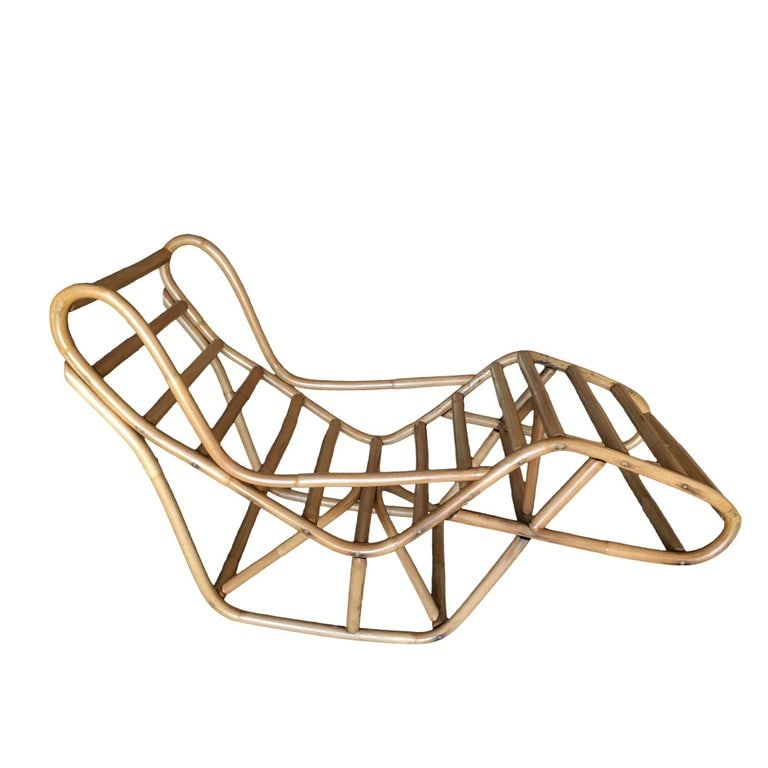 Restored Single-Strand Two-Position Rattan Chaise Lounge - 5