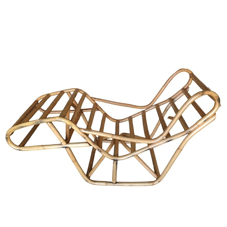 Restored Single-Strand Two-Position Rattan Chaise Lounge - 6