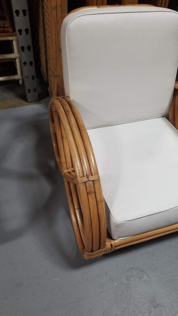 Restored Rattan Three-Strand Full Pretzel Lounge Chair and Three-Seat Sofa Set - 10